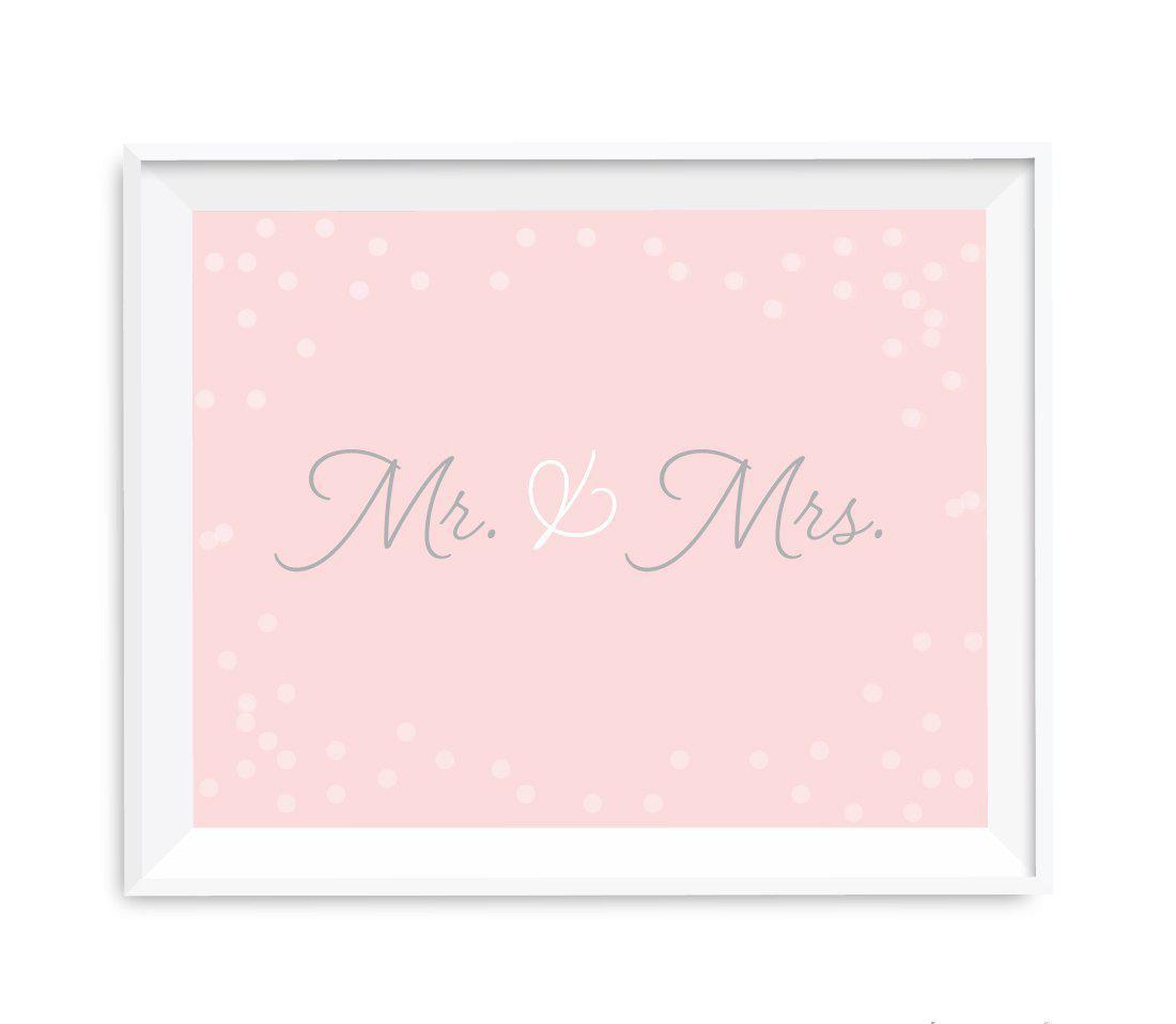 Blush Pink and Gray Pop Fizz Clink Wedding Party Signs-Set of 1-Andaz Press-Mr. & Mrs.-