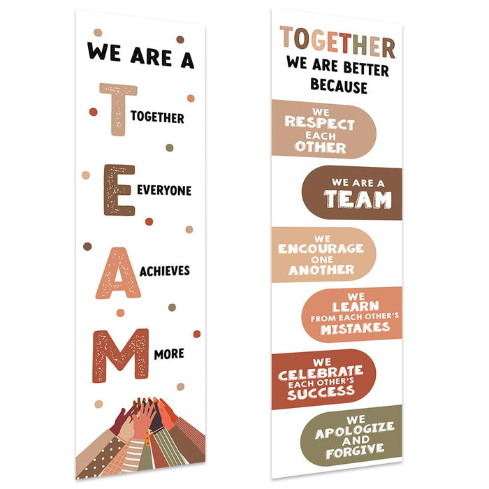 Boho Gender Neutral Classroom Banner Poster Sign for Teachers, Door Wall Decor, Set of 2-Set of 2-Andaz Press-The Power of Yet Growth Mindset Posters-