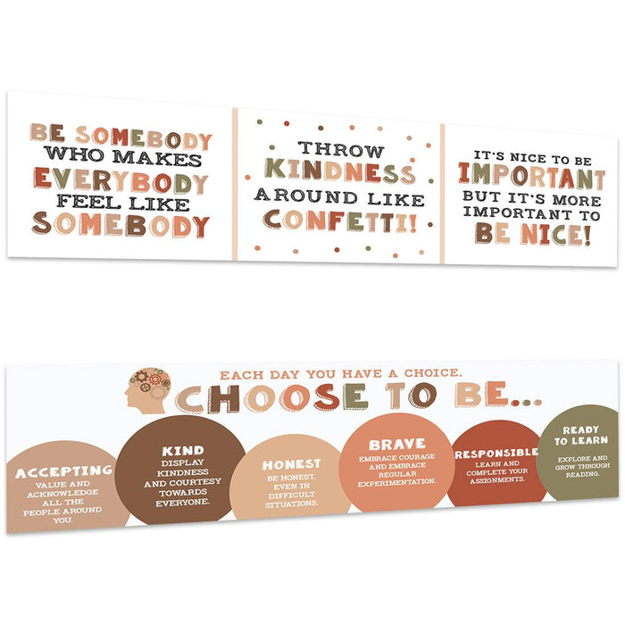 Boho Gender Neutral Classroom Banner Poster Sign for Teachers, Door Wall Decor, Set of 2-Set of 2-Andaz Press-The Power of Yet Growth Mindset Posters-