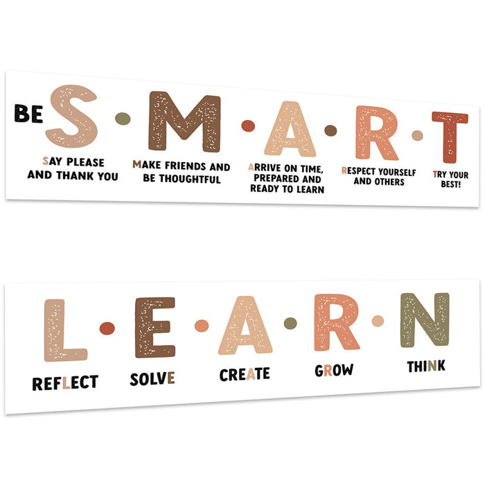 Boho Gender Neutral Classroom Banner Poster Sign for Teachers, Door Wall Decor, Set of 2-Set of 2-Andaz Press-The Power of Yet Growth Mindset Posters-