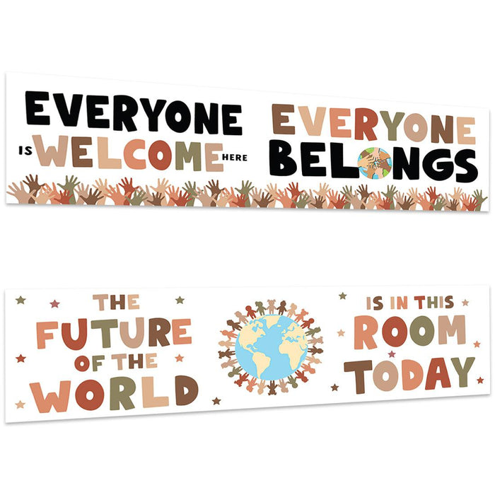 Boho Gender Neutral Classroom Banner Poster Sign for Teachers, Door Wall Decor, Set of 2-Set of 2-Andaz Press-The Power of Yet Growth Mindset Posters-