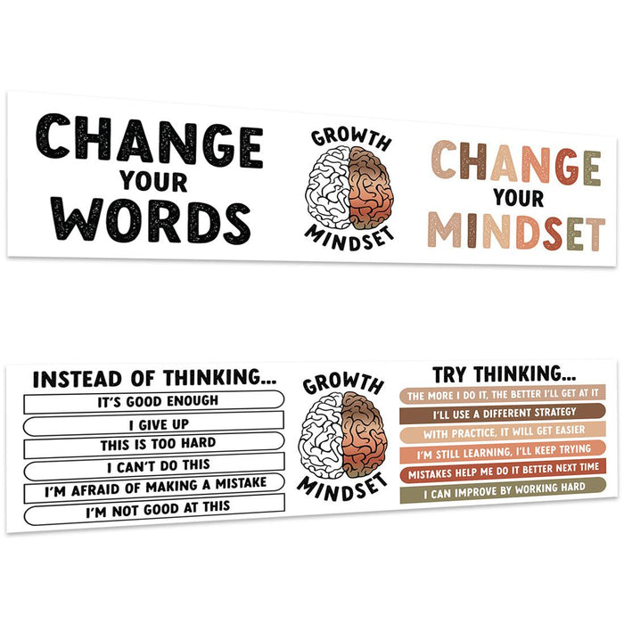 Boho Gender Neutral Classroom Banner Poster Sign for Teachers, Door Wall Decor, Set of 2-Set of 2-Andaz Press-The Power of Yet Growth Mindset Posters-