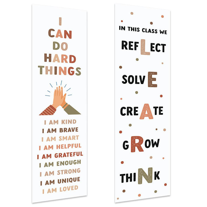 Boho Gender Neutral Classroom Banner Poster Sign for Teachers, Door Wall Decor, Set of 2-Set of 2-Andaz Press-Motivational Growth Mindset Posters-