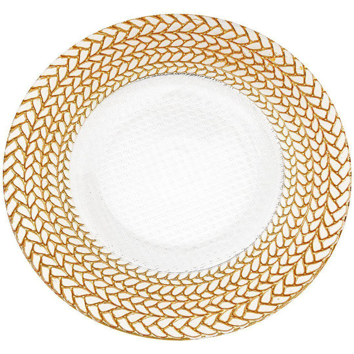 Braided Rim Glass Charger Plates, Set of 4-Set of 4-Koyal Wholesale-Gold-