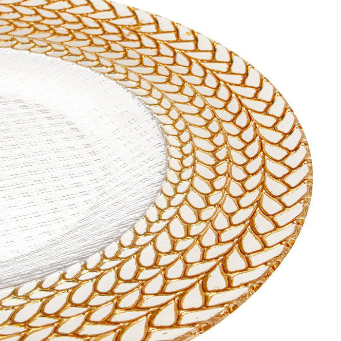 Braided Rim Glass Charger Plates, Set of 4-Set of 4-Koyal Wholesale-Gold-