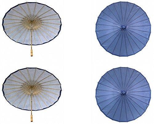 Bulk Pack Wedding Paper Parasols-Koyal Wholesale-Navy Blue-Set of 4-