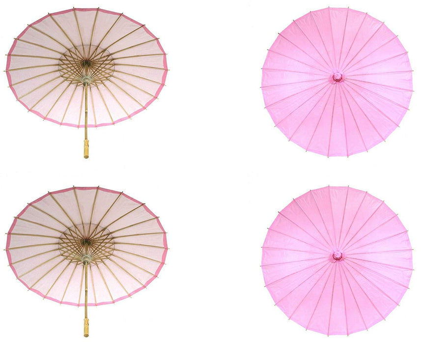 Bulk Pack Wedding Paper Parasols-Koyal Wholesale-Pink-Set of 4-