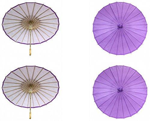 Bulk Pack Wedding Paper Parasols-Koyal Wholesale-Royal Purple-Set of 4-