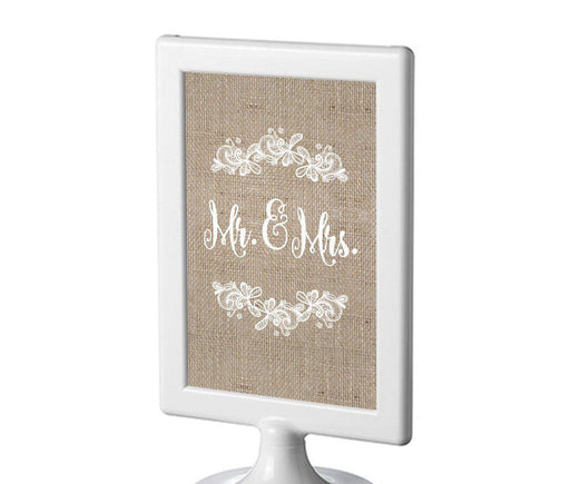 Burlap Lace Wedding Framed Party Signs-Set of 1-Koyal Wholesale-Mr. & Mrs.-