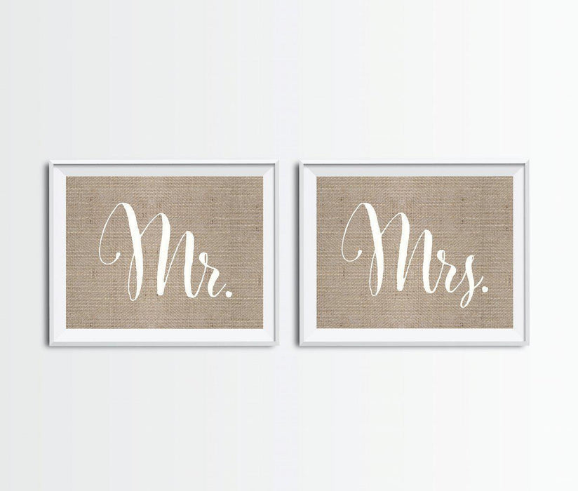 Burlap Wedding Party Signs, 2-Pack-Set of 2-Andaz Press-Ladies, Gents-