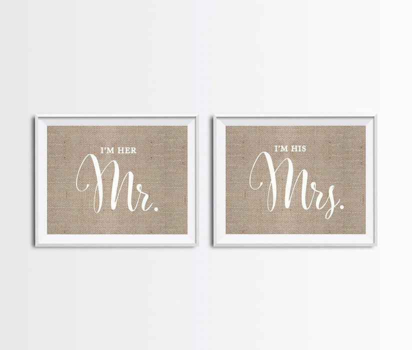 Burlap Wedding Party Signs, 2-Pack-Set of 2-Andaz Press-Ladies, Gents-