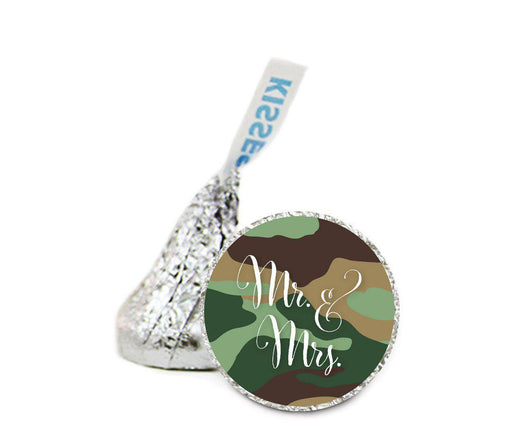 Camouflage Wedding Hershey's Kisses Stickers-Set of 216-Andaz Press-Mr. & Mrs.-