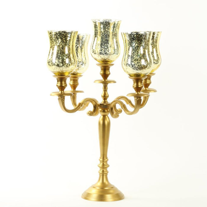 Candelabra Hurricane Mercury Glass Shades-Set of 6-Koyal Wholesale-Gold-5.25"-