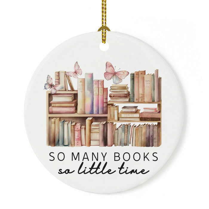 Ceramic Book Lover Ornament, Book Ornament for Book Lovers Gifts-Set of 1-Andaz Press-Drink Coffee Read Books Be Happy-