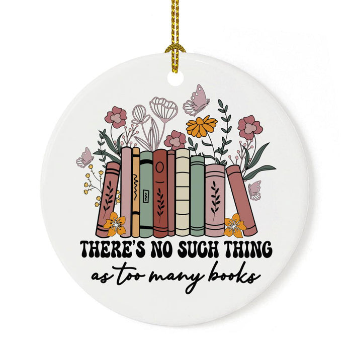 Ceramic Book Lover Ornament, Book Ornament for Book Lovers Gifts-Set of 1-Andaz Press-Drink Coffee Read Books Be Happy-