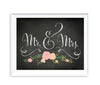 Chalkboard & Floral Roses Wedding Party Signs-Set of 1-Andaz Press-Mr. & Mrs.-