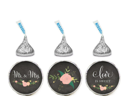 Chalkboard Floral Wedding Hershey's Kisses Stickers-Set of 216-Andaz Press-Thank You-
