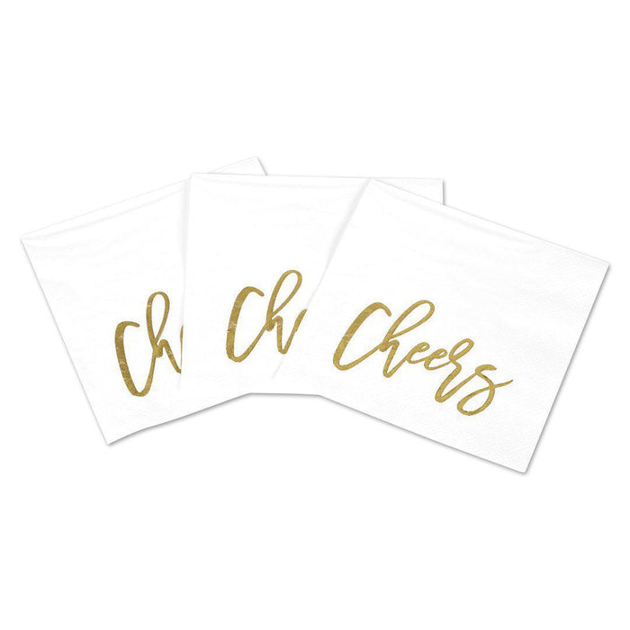 Cheers Funny Cocktail Napkins-Set of 50-Andaz Press-Gold-