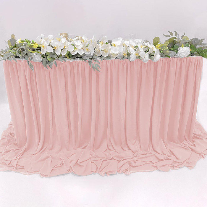 Chiffon Table Skirts, 9 ft.-Set of 1-Koyal Wholesale-White-9' L x 4' H-