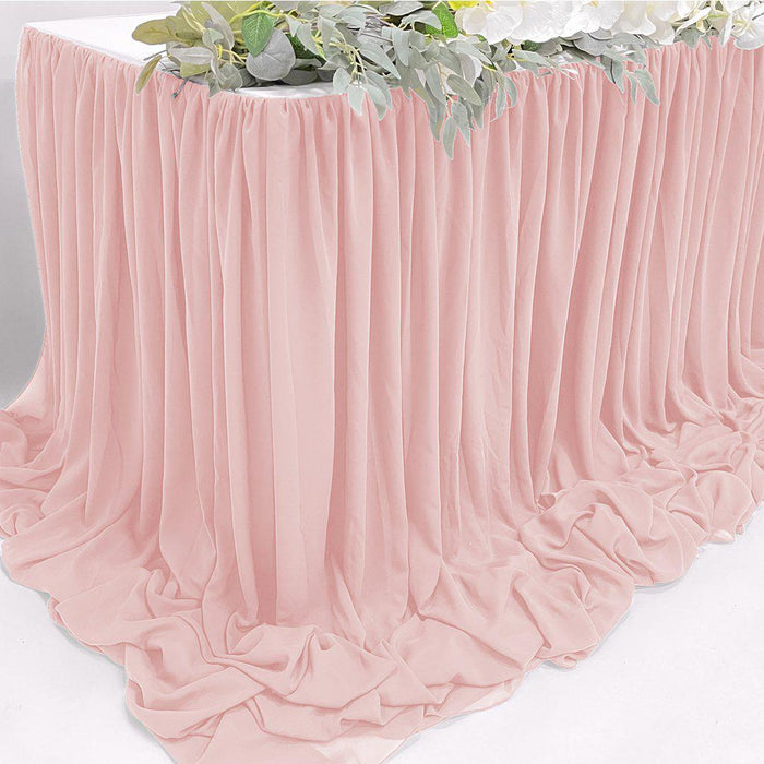 Chiffon Table Skirts, 9 ft.-Set of 1-Koyal Wholesale-White-9' L x 4' H-