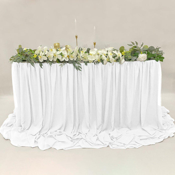 Chiffon Table Skirts, 9 ft.-Set of 1-Koyal Wholesale-White-9' L x 4' H-