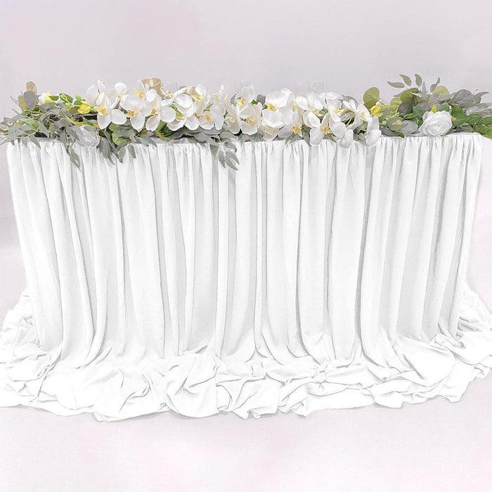 Chiffon Table Skirts, 9 ft.-Set of 1-Koyal Wholesale-White-9' L x 4' H-