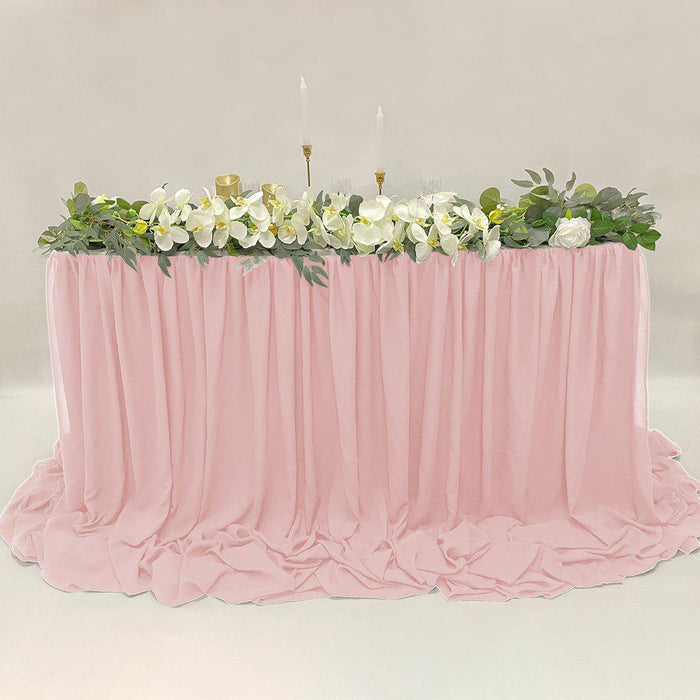 Chiffon Table Skirts, 9 ft.-Set of 1-Koyal Wholesale-White-9' L x 4' H-