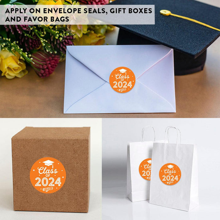 Class of 2024 Graduation Stickers for Party Favors, Set of 40-Set of 40-Andaz Press-Orange-