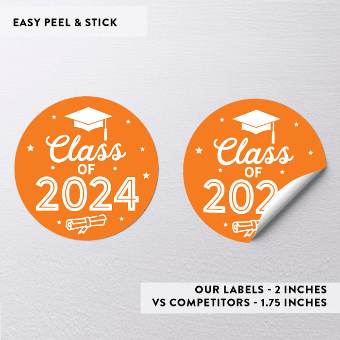 Class of 2024 Graduation Stickers for Party Favors, Set of 40-Set of 40-Andaz Press-Orange-