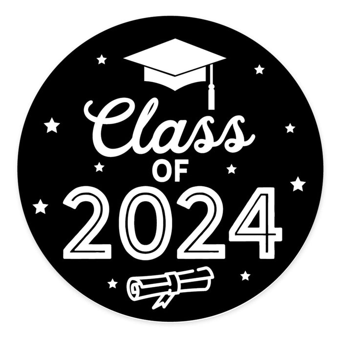Class of 2024 Graduation Stickers for Party Favors, Set of 40-Set of 40-Andaz Press-Black & White-