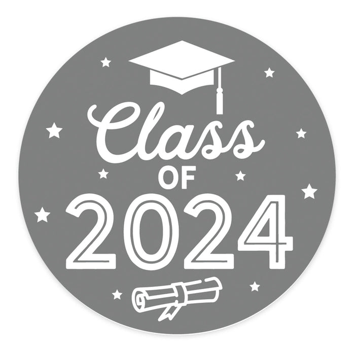 Class of 2024 Graduation Stickers for Party Favors, Set of 40-Set of 40-Andaz Press-Gray-