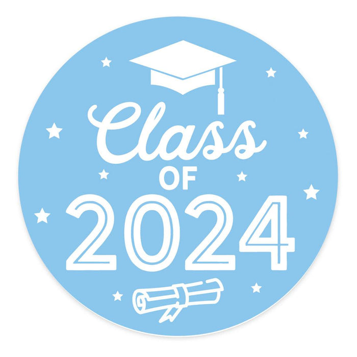 Class of 2024 Graduation Stickers for Party Favors, Set of 40-Set of 40-Andaz Press-Light Blue-