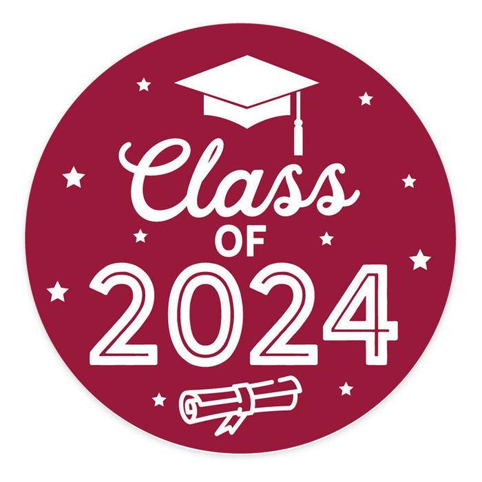 Class of 2024 Graduation Stickers for Party Favors, Set of 40-Set of 40-Andaz Press-Maroon-