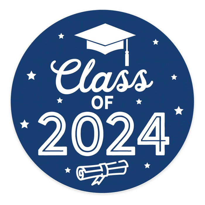 Class of 2024 Graduation Stickers for Party Favors, Set of 40-Set of 40-Andaz Press-Navy Blue-