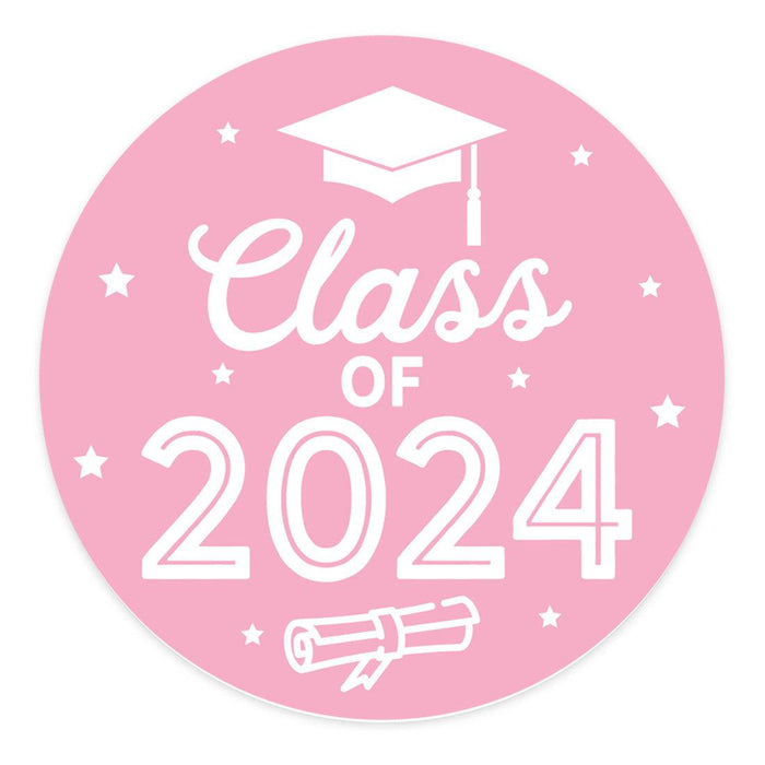 Class of 2024 Graduation Stickers for Party Favors, Set of 40-Set of 40-Andaz Press-Pink-