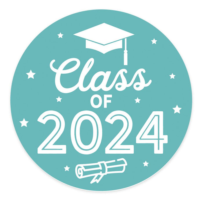 Class of 2024 Graduation Stickers for Party Favors, Set of 40-Set of 40-Andaz Press-Teal-