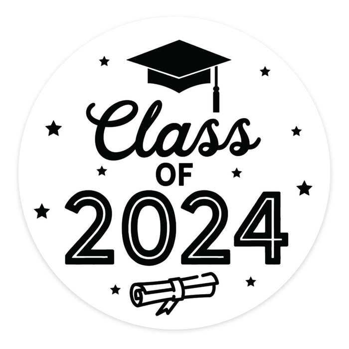 Class of 2024 Graduation Stickers for Party Favors, Set of 40-Set of 40-Andaz Press-White & Black-