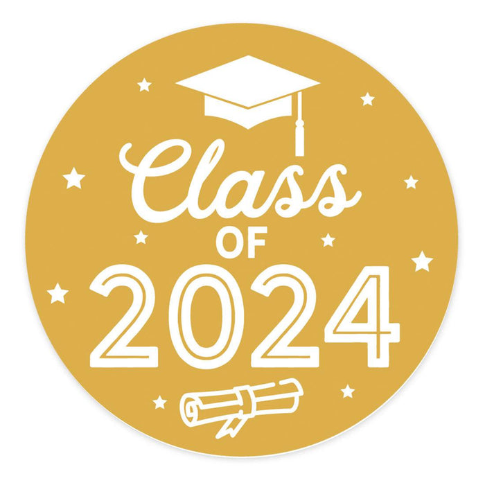 Class of 2024 Graduation Stickers for Party Favors, Set of 40-Set of 40-Andaz Press-Yellow-