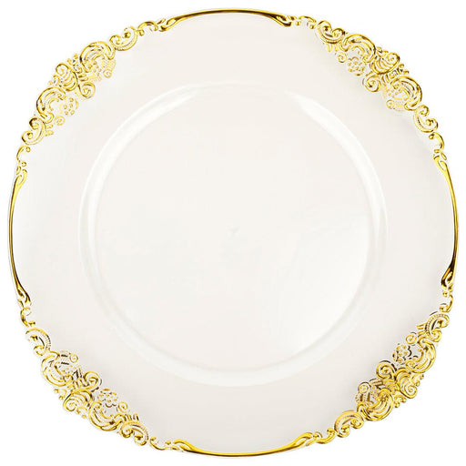 Clear Acrylic Vintage Charger Plates, Set of 4-Set of 4-Koyal Wholesale-Gold-