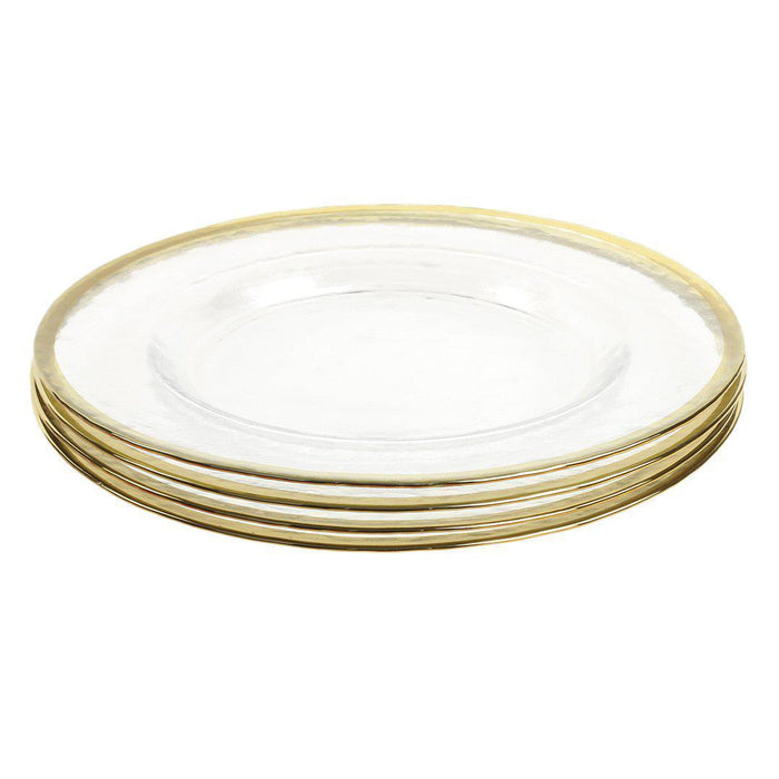 Clear Glass Rim Charger Plates-Set of 4-Koyal Wholesale-Gold-