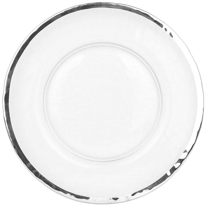 Clear Glass Rim Charger Plates-Set of 4-Koyal Wholesale-Silver-