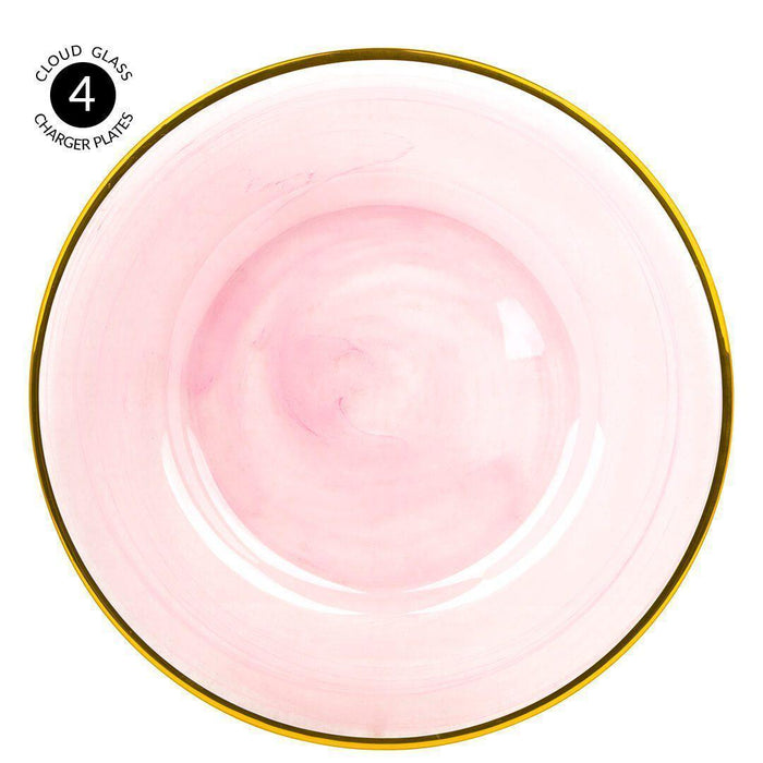 Cloud Glass Charger Plates, Set of 4-Set of 4-Koyal Wholesale-Pink-