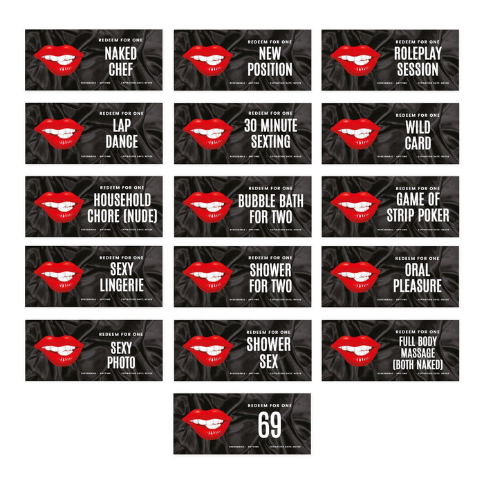 Couples Coupons-Set of 16-Andaz Press-Red Lips Design Sexy Love-