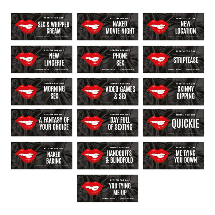 Couples Coupons-Set of 16-Andaz Press-Red Lips Redeem For One-
