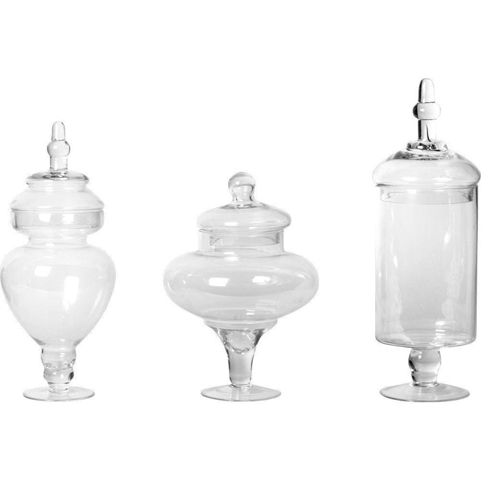 Glass Apothecary Candy Buffet Jars, Set of 3