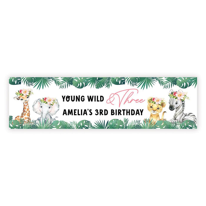 Custom 3rd Happy Birthday Banner Backdrop for Party Decorations, Set of 1-Set of 1-Andaz Press-Young Wild & Three Groovy Retro-