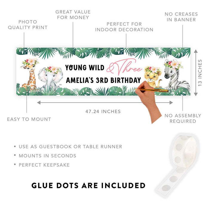 Custom 3rd Happy Birthday Banner Backdrop for Party Decorations, Set of 1-Set of 1-Andaz Press-Young Wild & Three Groovy Retro-