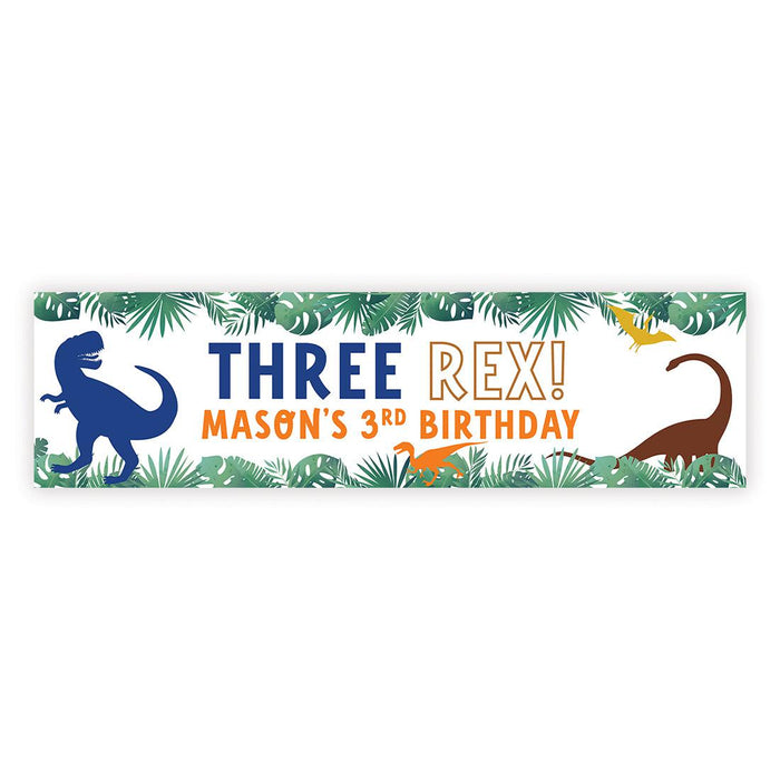 Custom 3rd Happy Birthday Banner Backdrop for Party Decorations, Set of 1-Set of 1-Andaz Press-Three Rex-