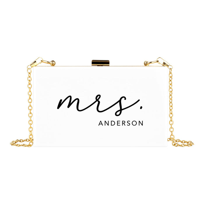 Custom Acrylic Clutch Purse for Bride with Gold Removable Metal Chain - 18 Designs-Set of 1-Andaz Press-Custom Mrs.-