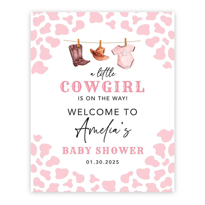 Custom Adventure Baby Shower Sign: Woodland Animals Theme-Set of 1-Andaz Press-A Little Cowgirl-